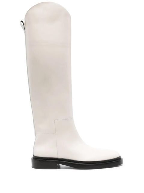 Jil Sander leather knee-high riding boots - White - zdjęcie produktu nr 1