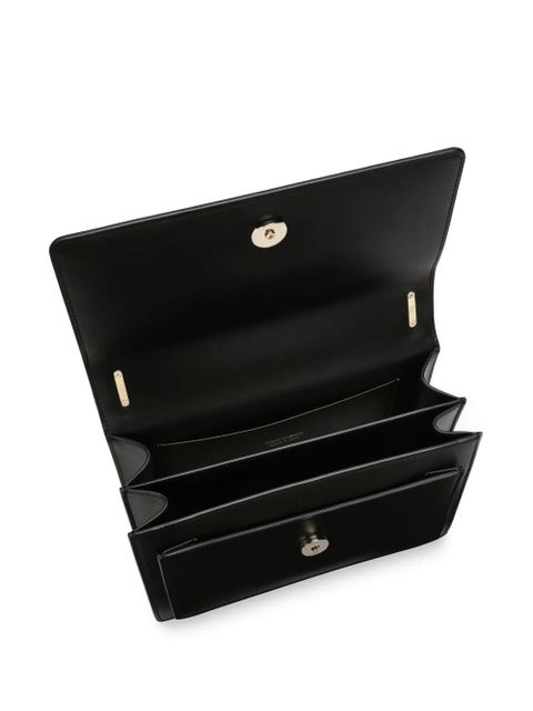 Dolce & Gabbana logo-plaque leather crossbody bag - Black