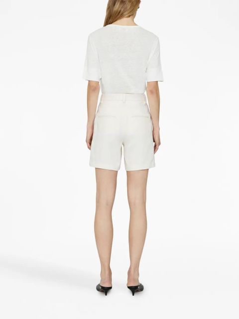 ANINE BING Carrie pleat-detail linen shorts - White