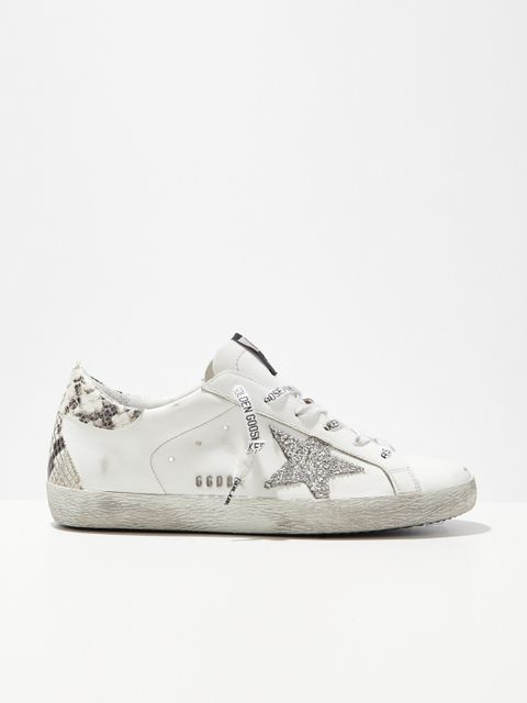 GOLDEN GOOSE - Skórzane sneakersy Superstar z brokatową gwiazdą - zdjęcie produktu nr 2