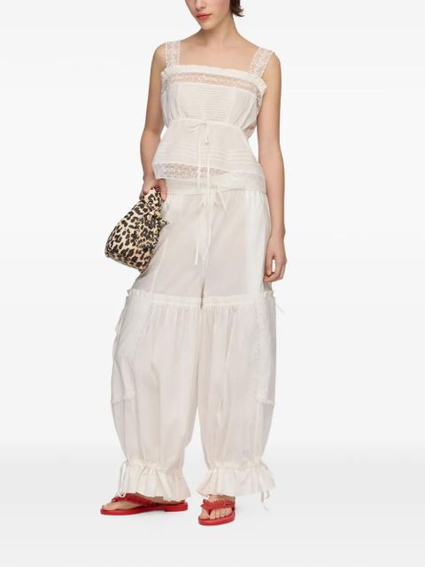 GANNI lace-trim drawstring top - White - zdjęcie produktu nr 2