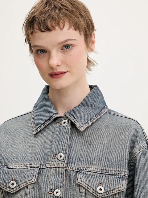 Hugo Blue kurtka jeansowa Galatea_B kolor niebieski przejściowa oversize 50553000 - zdjęcie produktu nr 2