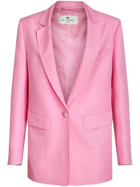 ETRO button-fastening linen-silk blazer - Pink - zdjęcie produktu nr 1