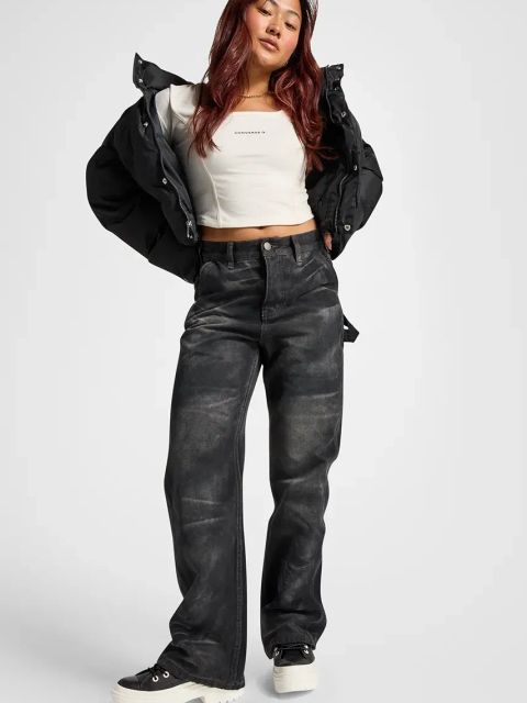 Converse trampki skórzane Chuck Taylor All Star Lugged Heel damskie kolor czarny A12328C