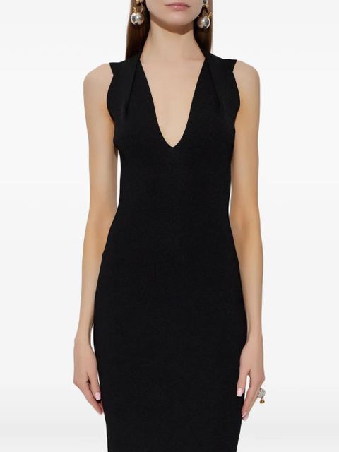 Balmain V-neck zip-up dress - Black