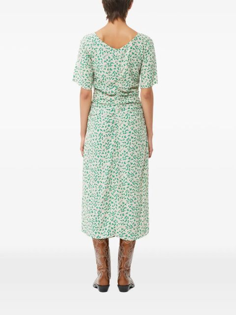 GANNI printed midi dress - Neutrals