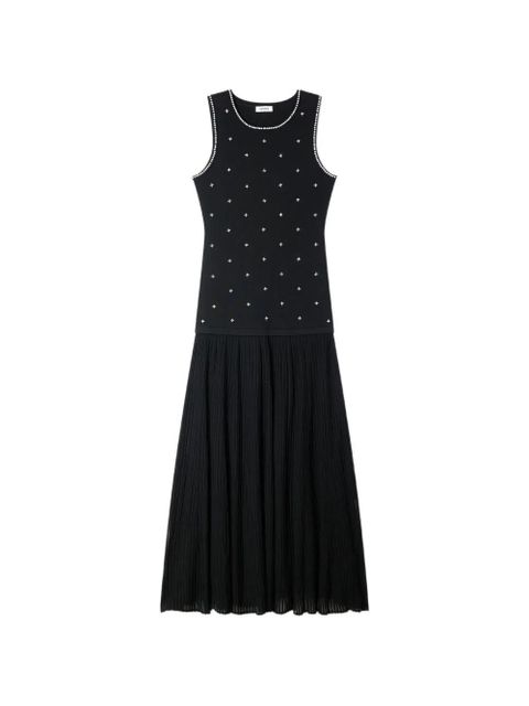 SANDRO maxi floral-embellishment knitted dress - Black - zdjęcie produktu nr 1