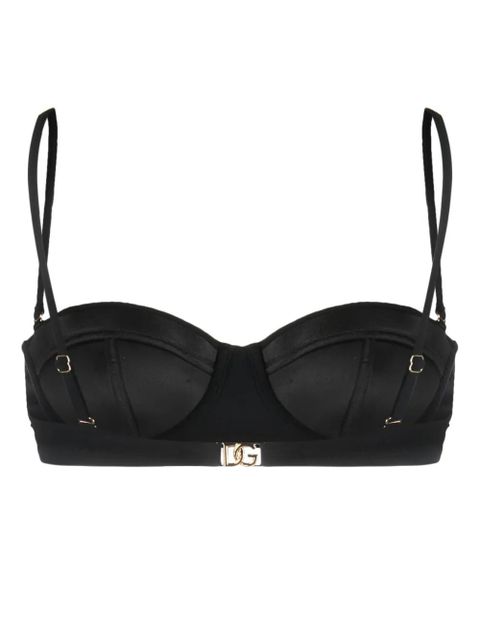 Dolce & Gabbana logo-plaque bikini top - Black