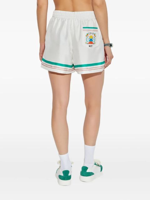 Casablanca silk striped shorts - White - zdjęcie produktu nr 2