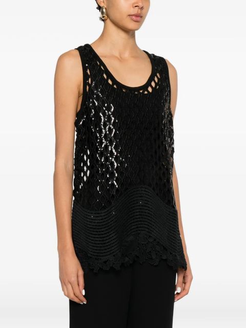 Sportmax sequin-embellished open-knit top - Black