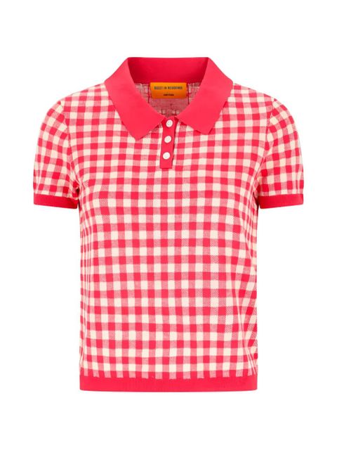 Guest In Residence gingham polo shirt - Red - zdjęcie produktu nr 1