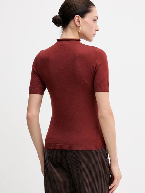 Sisley sweter z dodatkiem wełny kolor czarny z półgolfem 11BAM105P