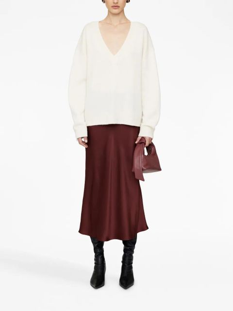 ANINE BING Bar silk high-waisted skirt - Brown - zdjęcie produktu nr 2