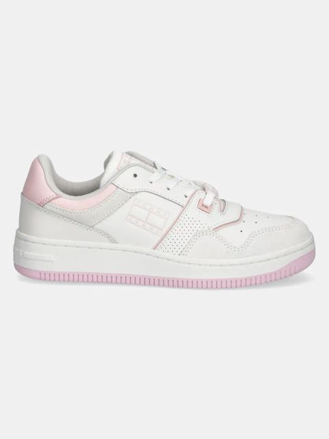 Tommy Jeans sneakersy RETRO BASKET WASHED SUEDE damskie kolor biały EN0EN02773