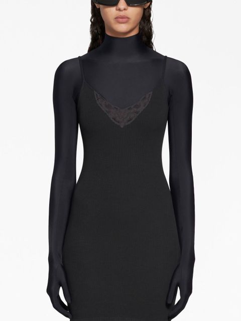 Balenciaga lace-trim ribbed minidress - Black - zdjęcie produktu nr 2