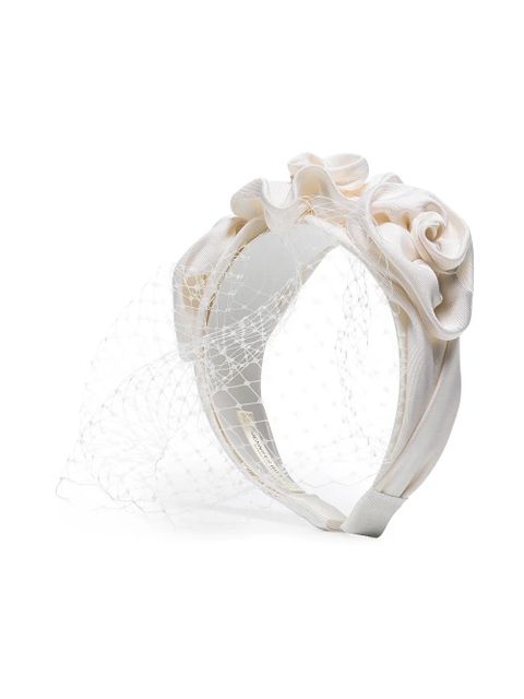 Jennifer Behr Triple Rosette veil headband - White - zdjęcie produktu nr 1