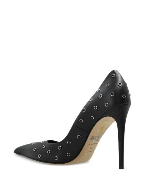 Alexander McQueen Skull eyelet pointed-toe pumps - Black