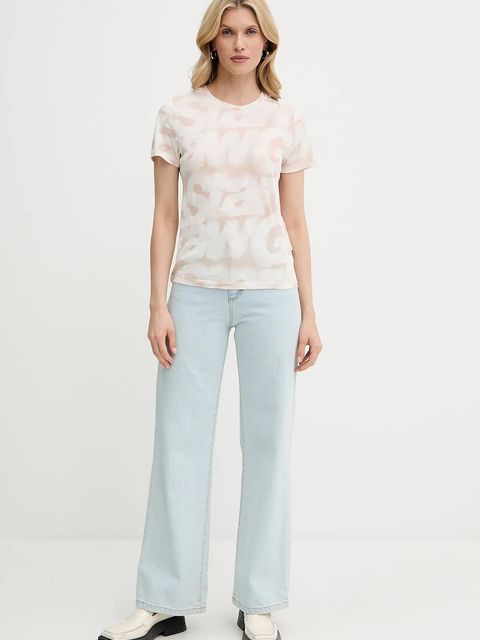 G-Star Raw t-shirt bawełniany damski kolor beżowy D26066-C565 - zdjęcie produktu nr 2