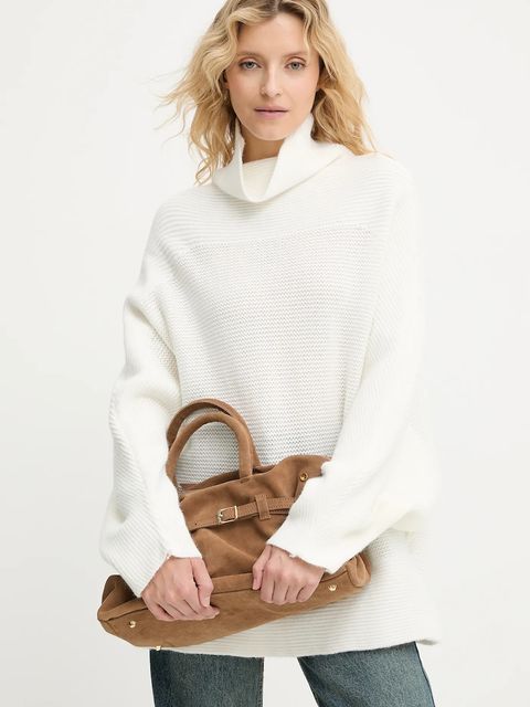 Answear.LAB sweter z kaszmirem damski kolor beżowy z golfem - zdjęcie produktu nr 1