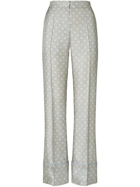 Tory Burch T Monogram-print silk trousers - Grey - zdjęcie produktu nr 1