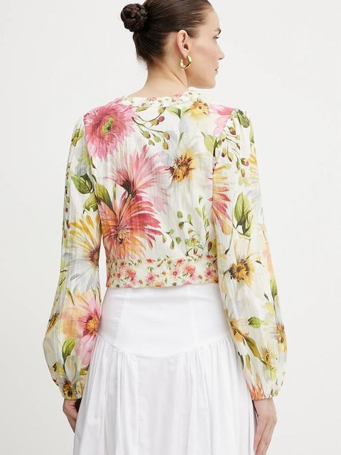 Guess koszula COLETTE damskie kolor beżowy regular z kołnierzykiem klasycznym W5GH40 WG4G0