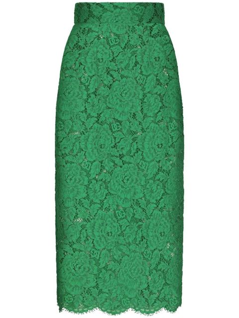 Dolce & Gabbana floral-lace midi skirt - Green - zdjęcie produktu nr 1