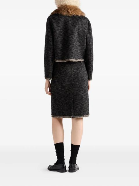 Prada triangle-logo tweed skirt - Black