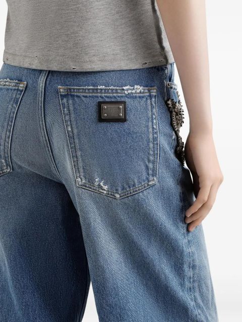 Dolce & Gabbana crystal-embellished jeans - Blue