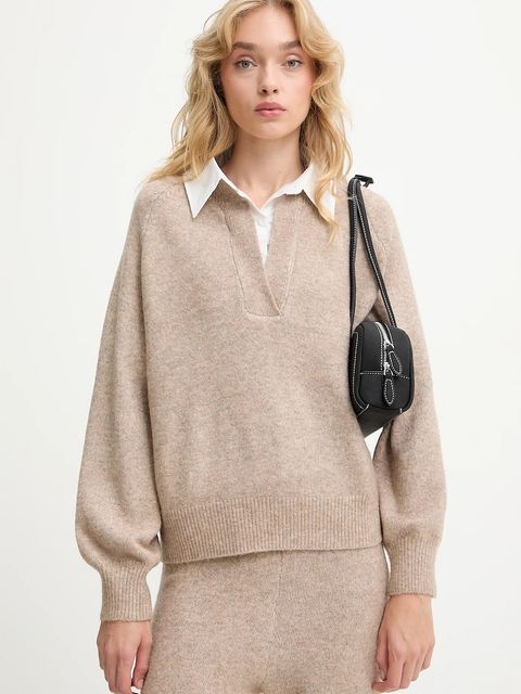 Answear.LAB komplet z wełną damski kolor beżowy