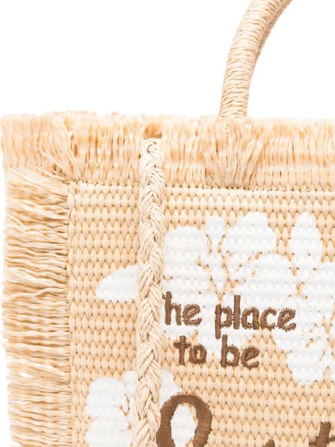 MC2 Saint Barth hibiscus-print fringed tote bag - Neutrals