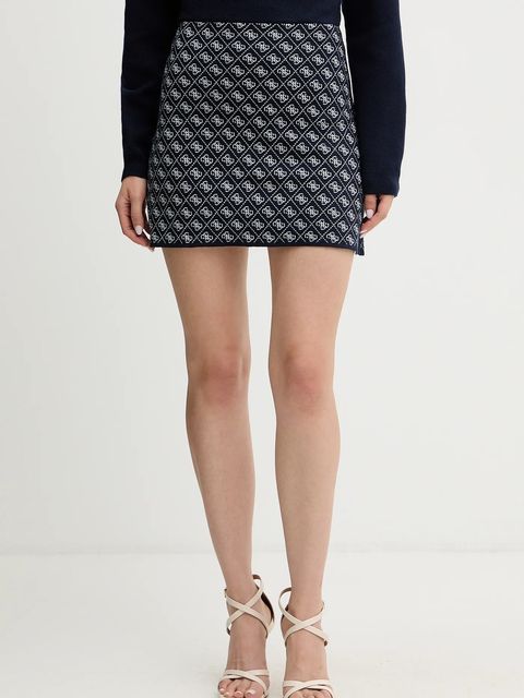 Guess spódnica z domieszką wełny AUBREY kolor granatowy mini ołówkowa W5BD81 Z3JD2