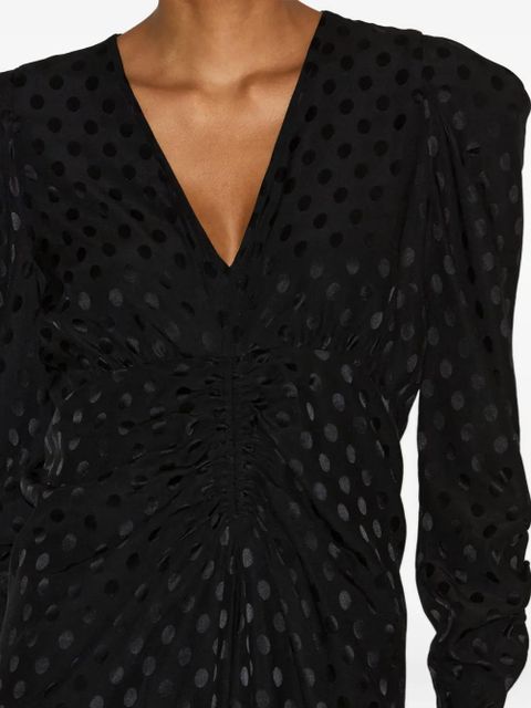 ISABEL MARANT polka-dot pattern puff-sleeve midi dress - Black