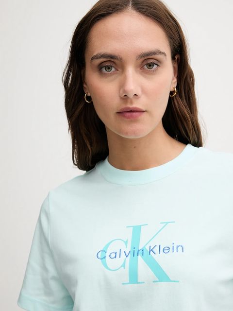 Calvin Klein Jeans t-shirt bawełniany damski kolor turkusowy LV047B865G