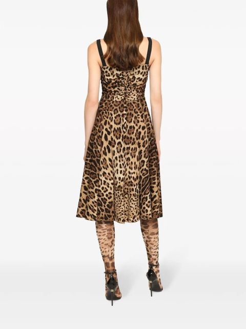 Dolce & Gabbana leopard-print midi dress - Brown