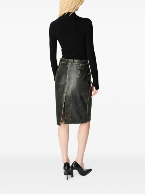 Marine Serre Moon leather midi skirt - Black - zdjęcie produktu nr 2