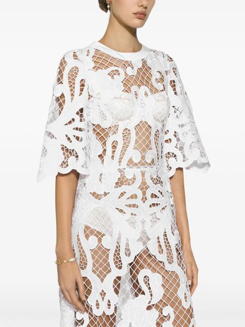 Dolce & Gabbana embroidered mesh maxi dress - White