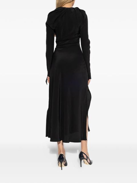 Victoria Beckham long-sleeve twisted midi dress - Black
