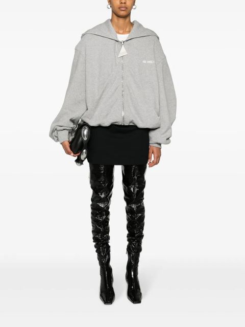 The Attico logo-embroidered draped cotton hoodie - Grey - zdjęcie produktu nr 2