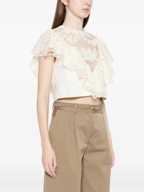 SANDRO lace-detail blouse - Neutrals