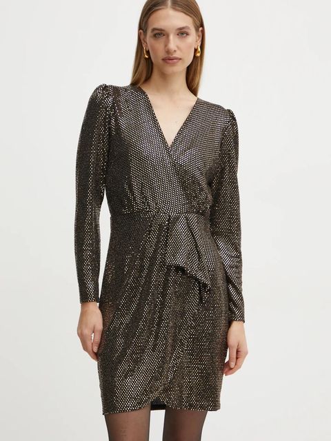 Morgan sukienka RSTELLA kolor złoty mini rozkloszowana RSTELLA