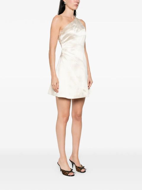 SANDRO Sirene one-shoulder ruched mini dress - Neutrals