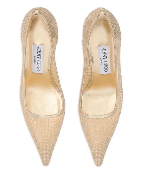 Jimmy Choo 80mm Ixia embellished heeled pumps - Gold