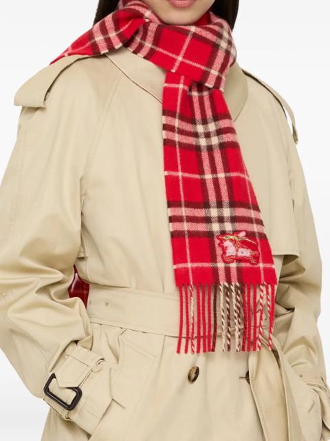 Burberry check fringing scarf - Red