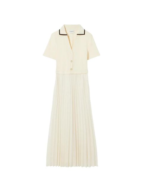 Claudie Pierlot pleated ribbed-knit midi dress - Neutrals - zdjęcie produktu nr 1