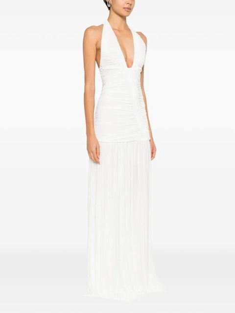 Christopher Esber V-neck pleated maxi dress - White