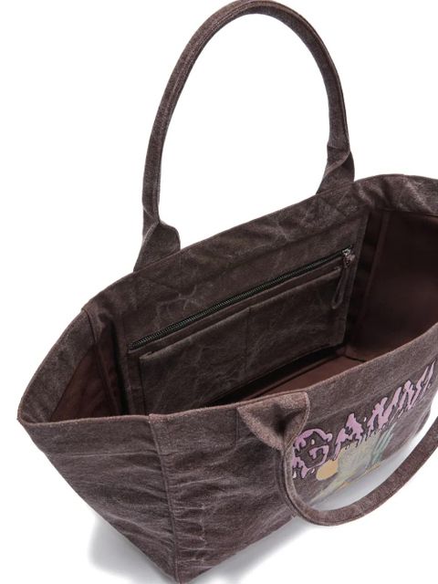 GANNI graphic tote bag - Brown