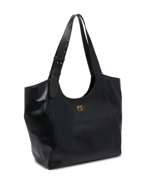 PINKO logo-detail leather shoulder bag - Black