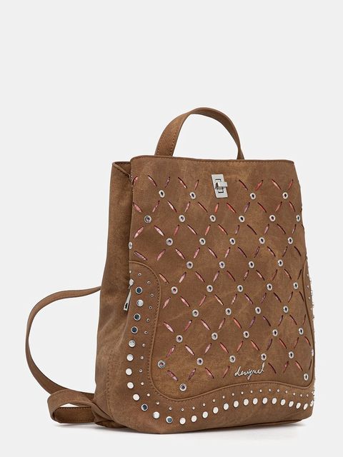 Desigual plecak YANKEE METAL PATCH S damski kolor brązowy mały z aplikacją 25WAKP31 - zdjęcie produktu nr 2
