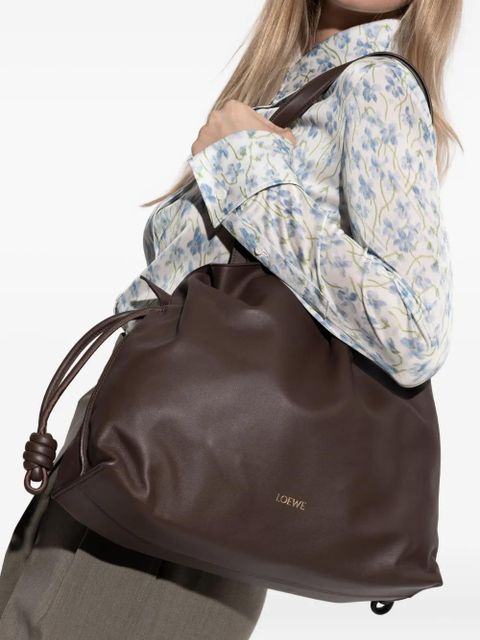 LOEWE large Flamenco knot-detail leather tote bag - Brown - zdjęcie produktu nr 2
