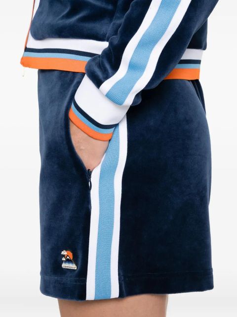 Casablanca Montagne side-stripe velvet shorts - Blue